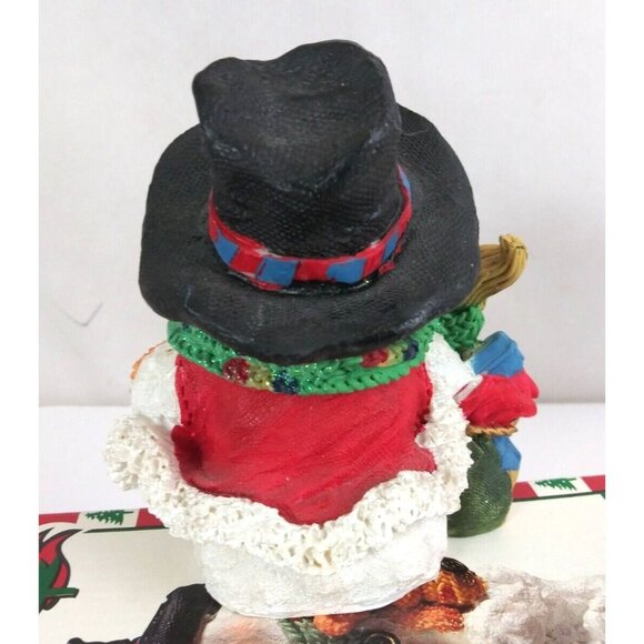 Vtg World Bazaars Holiday Collection Snowman Holding Teddy 7.5" Stocking Hanger - Picture 5 of 14